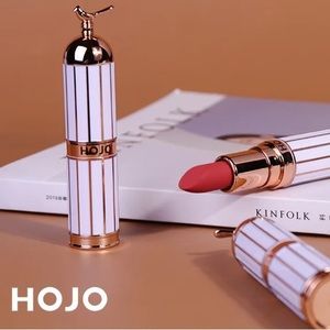 Hojo matte lipstick with brid cap long lasting cherry brown dark rose red